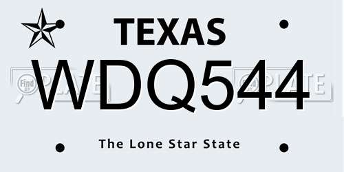 WDQ544 Texas License Plate