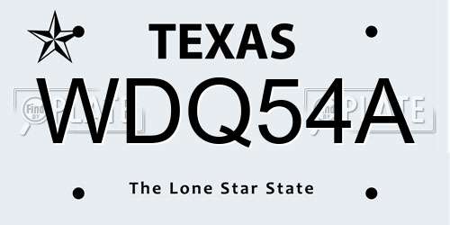 WDQ54A Texas License Plate