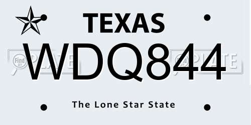 WDQ844 Texas License Plate