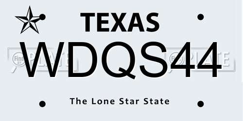 WDQS44 Texas License Plate