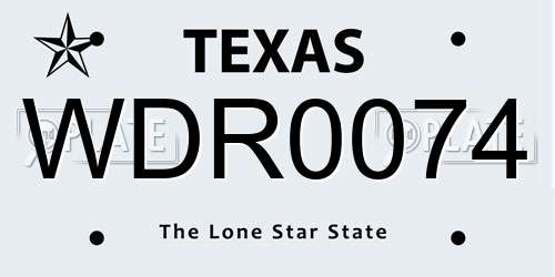 WDR0074 Texas License Plate