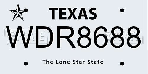 WDR8688 Texas License Plate