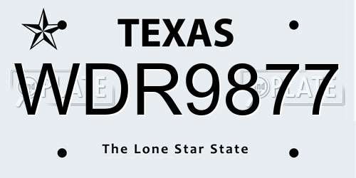 WDR9877 Texas License Plate