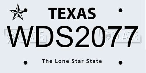 WDS2077 Texas License Plate