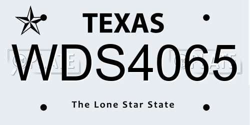 WDS4065 Texas License Plate