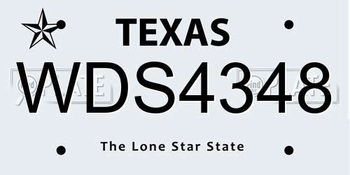 WDS4348 Texas License Plate