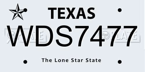 WDS7477 Texas License Plate