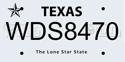 WDS8470 Texas License Plate