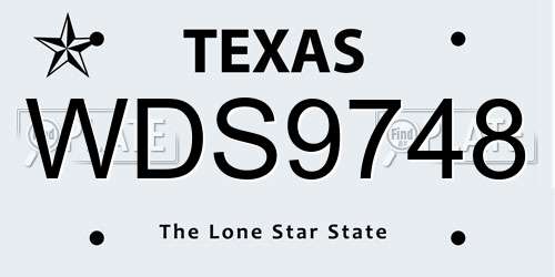 WDS9748 Texas License Plate