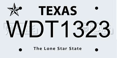WDT1323 Texas License Plate