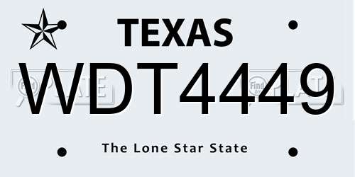 WDT4449 Texas License Plate
