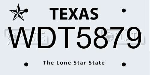 WDT5879 Texas License Plate