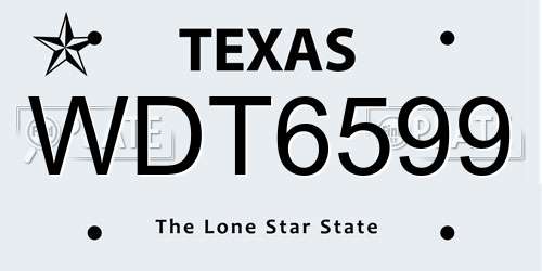 WDT6599 Texas License Plate