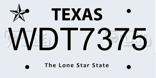 WDT7375 Texas License Plate