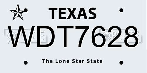 WDT7628 Texas License Plate