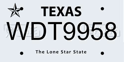 WDT9958 Texas License Plate