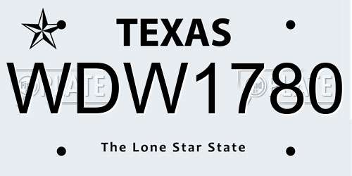 WDW1780 Texas License Plate