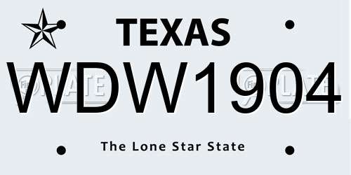 WDW1904 Texas License Plate