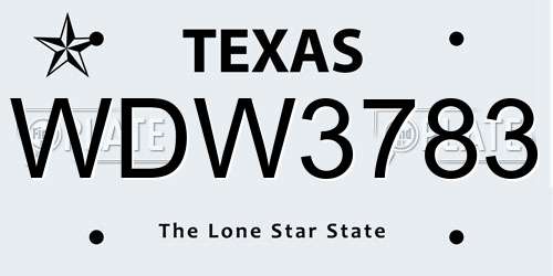 WDW3783 Texas License Plate