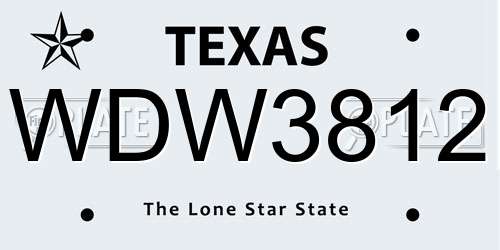 WDW3812 Texas License Plate
