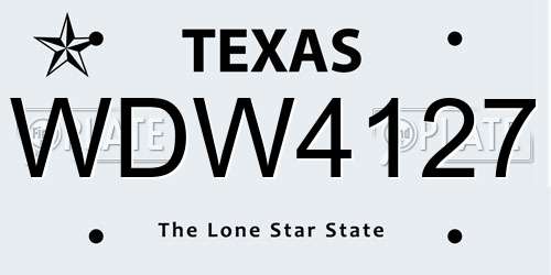 WDW4127 Texas License Plate