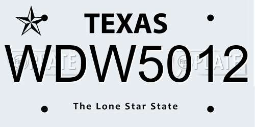 WDW5012 Texas License Plate