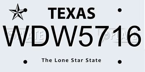 WDW5716 Texas License Plate