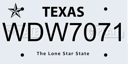WDW7071 Texas License Plate