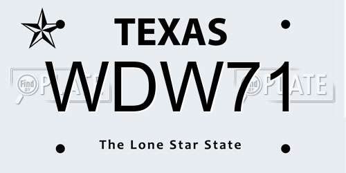 WDW71 Texas License Plate