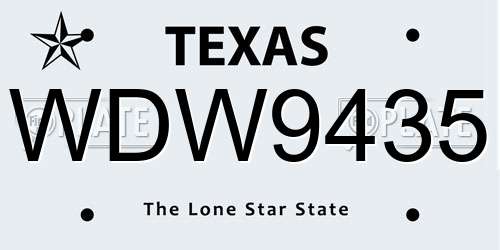 WDW9435 Texas License Plate