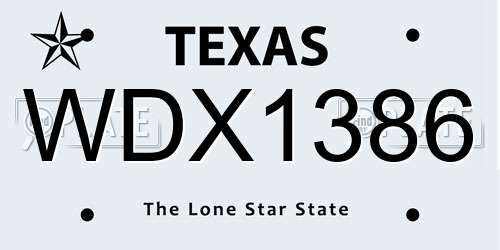 WDX1386 Texas License Plate