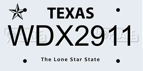 WDX2911 Texas License Plate