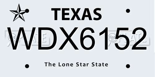 WDX6152 Texas License Plate