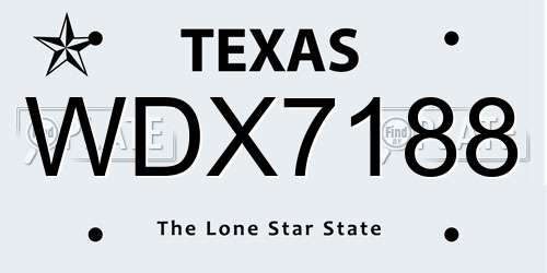 WDX7188 Texas License Plate