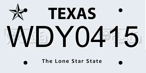 WDY0415 Texas License Plate