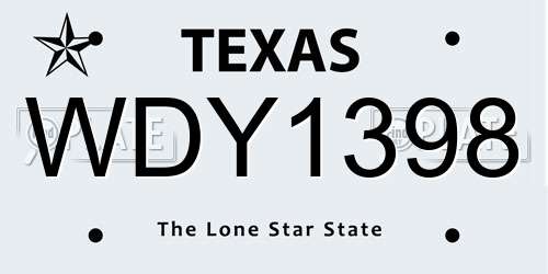 WDY1398 Texas License Plate