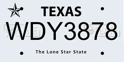 WDY3878 Texas License Plate