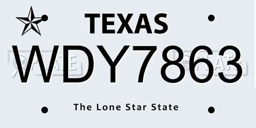 WDY7863 Texas License Plate