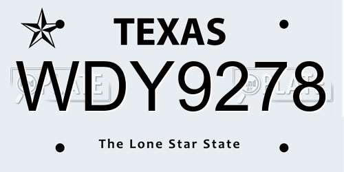 WDY9278 Texas License Plate