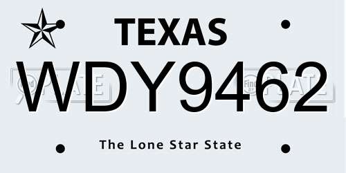 WDY9462 Texas License Plate