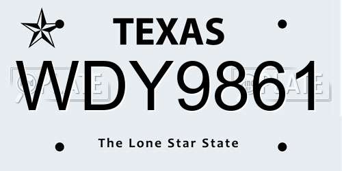 WDY9861 Texas License Plate