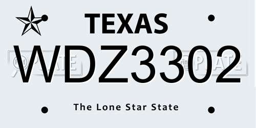 WDZ3302 Texas License Plate