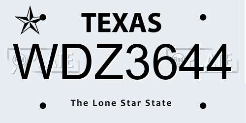 WDZ3644 Texas License Plate