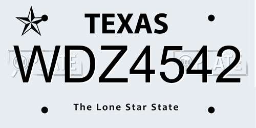 WDZ4542 Texas License Plate