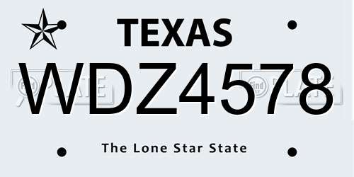 WDZ4578 Texas License Plate