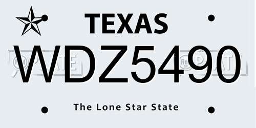 WDZ5490 Texas License Plate