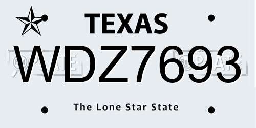 WDZ7693 Texas License Plate