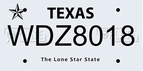 WDZ8018 Texas License Plate