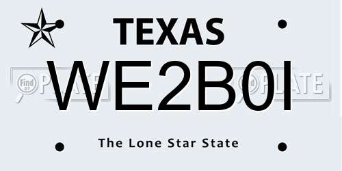 WE2B0I Texas License Plate