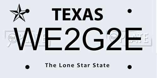 WE2G2E Texas License Plate